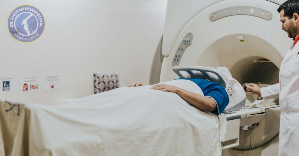 MRI scan of knee joint showing soft tissues, ligaments, and cartilage for accurate orthopedic diagnosis