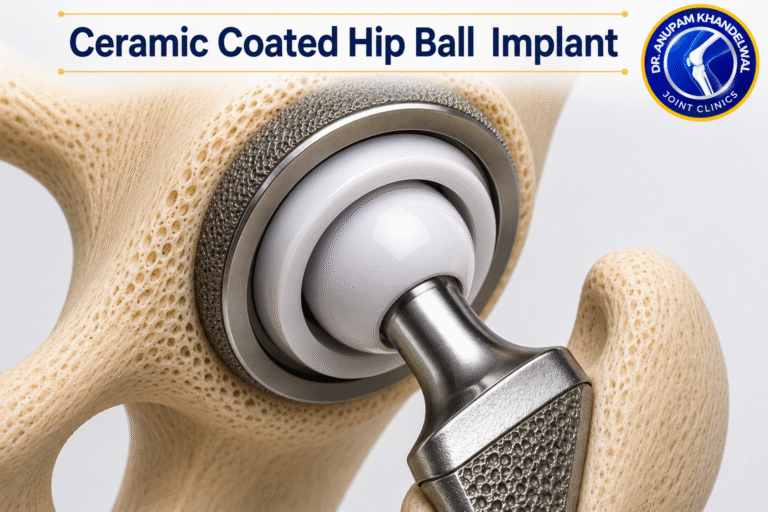 Ceramic Coated Hip Ball Implant (Femoral Head) used in Hip Replacement Surgery, showing an advanced option among हिप रिप्लेसमेंट इम्प्लांट के प्रकार for Artificial Hip Joint replacement.