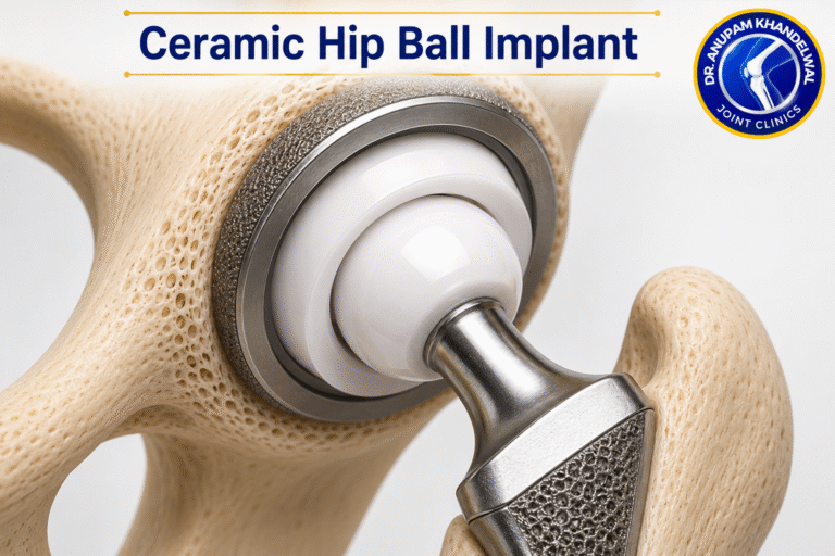 Ceramic Hip Ball Implant (Femoral Head) used in Hip Replacement Surgery, showing an advanced option among हिप रिप्लेसमेंट इम्प्लांट के प्रकार for Artificial Hip Joint replacement.